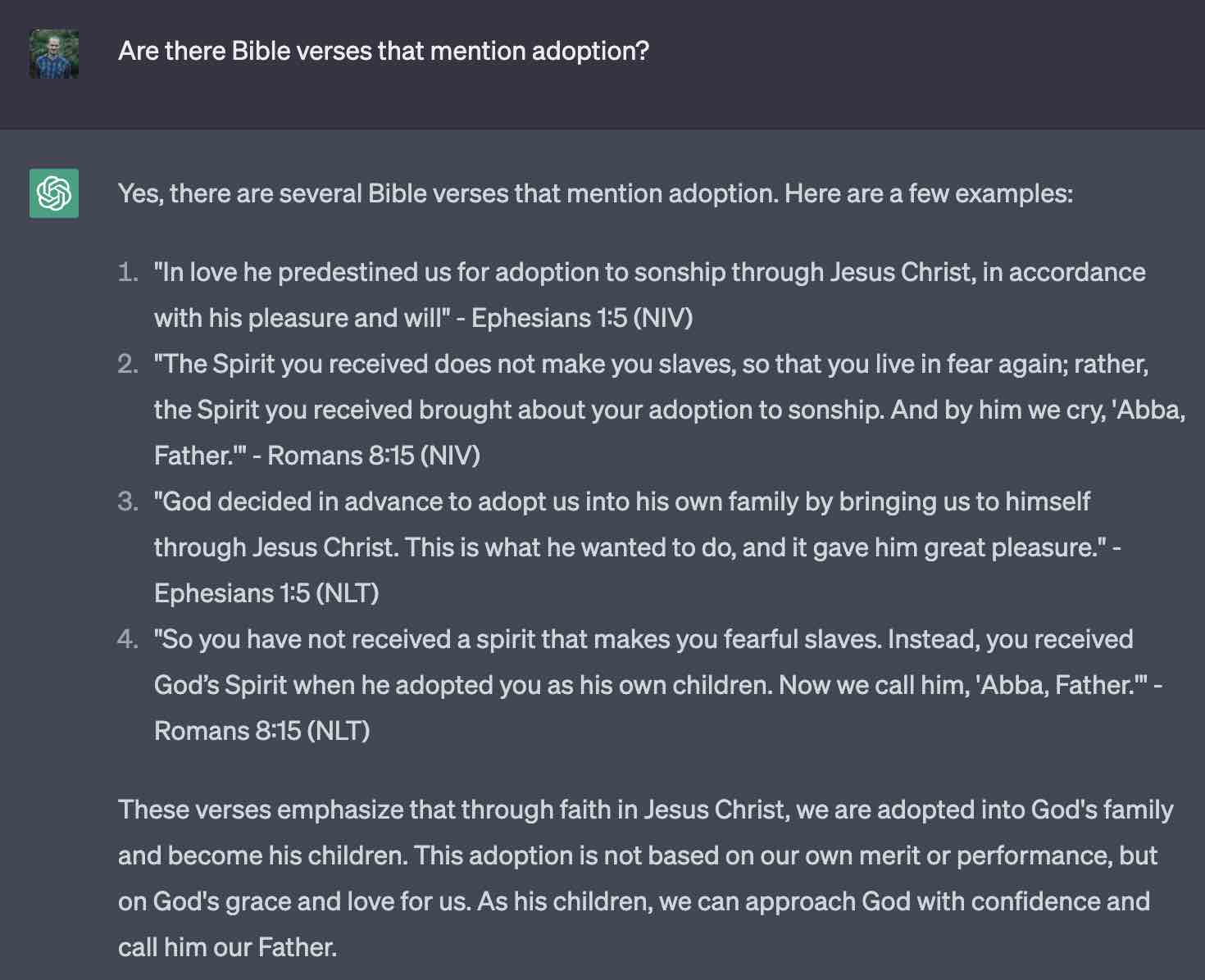 Chat GPT can research the Bible and give you more verses on a topic
