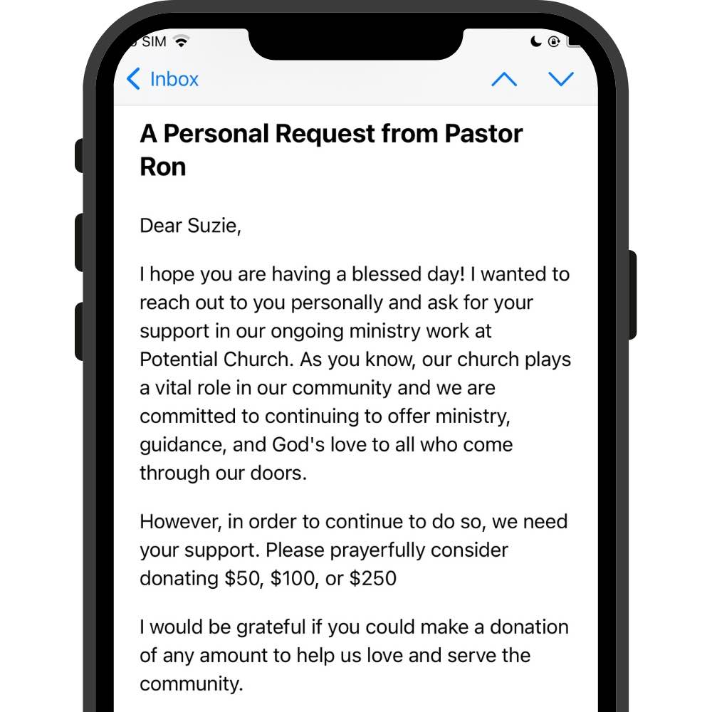 Sending a personal church fundraising email connects with members