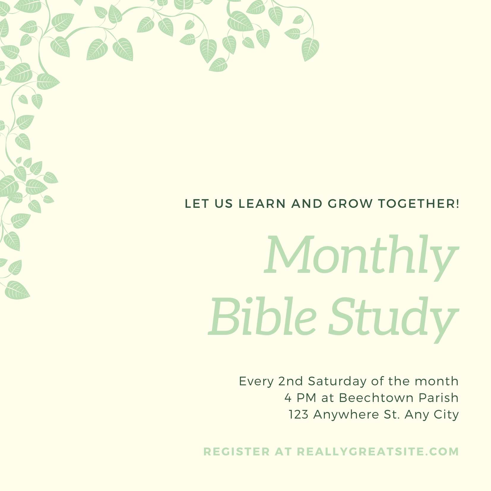 Creative Church Invite Card Bible Study Invitation