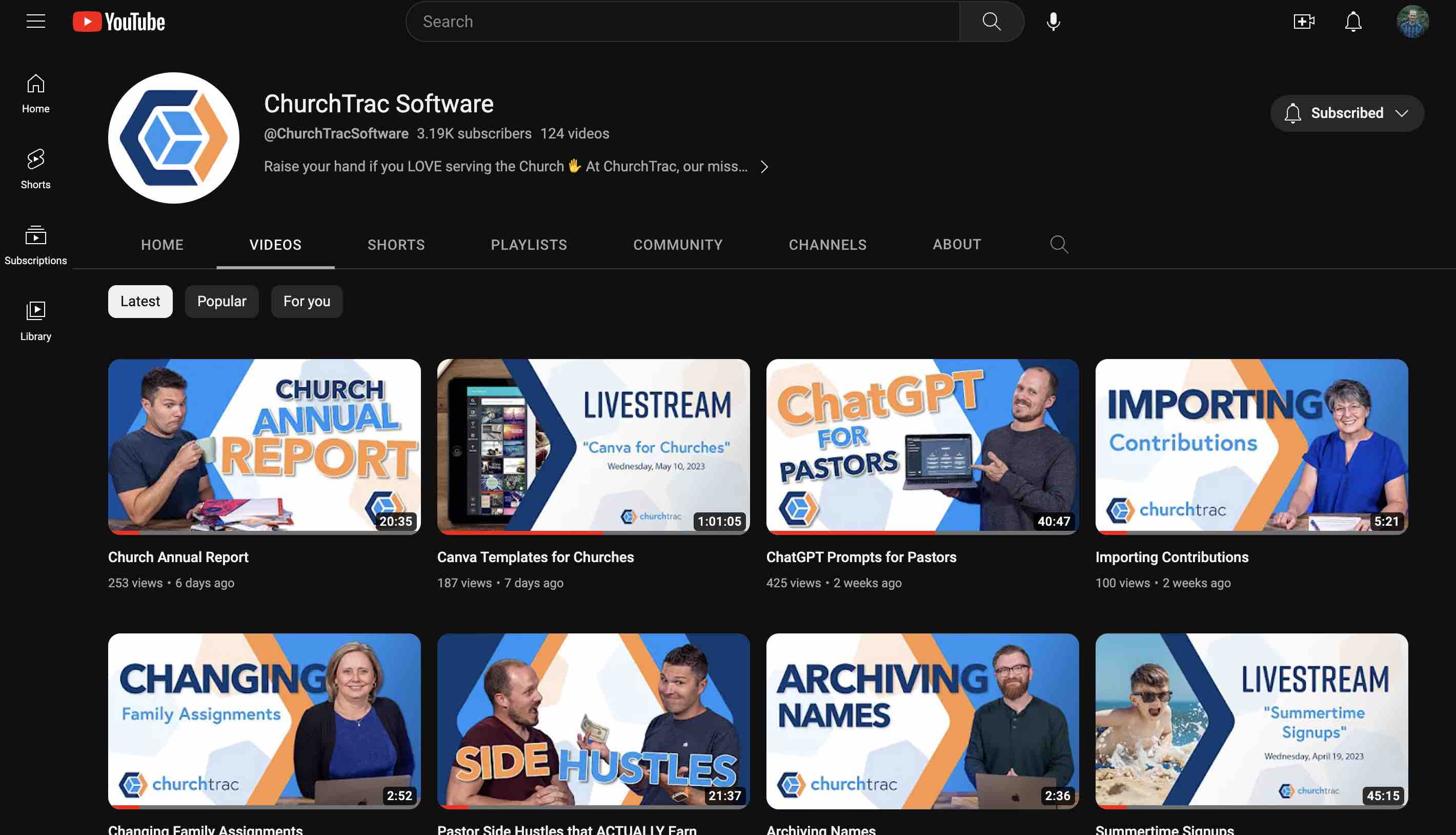ChurchTrac has an awesome Youtube channel. Servant Keeper does not update their community.