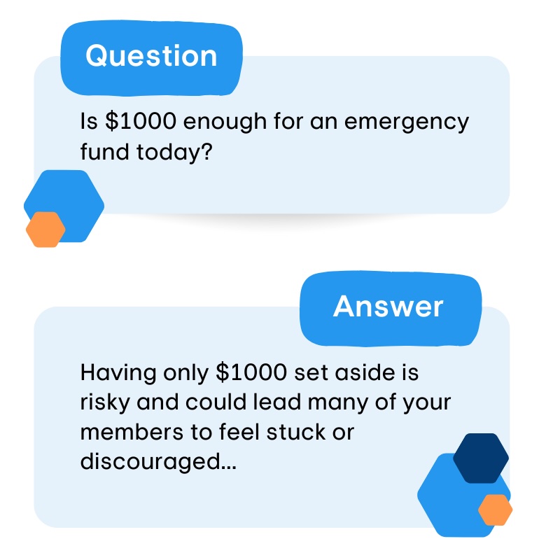 Having only $1000 in your emergency fund is risky.
