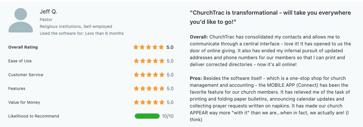 Reviews for ChurchTrac vs Text in Church are much higher