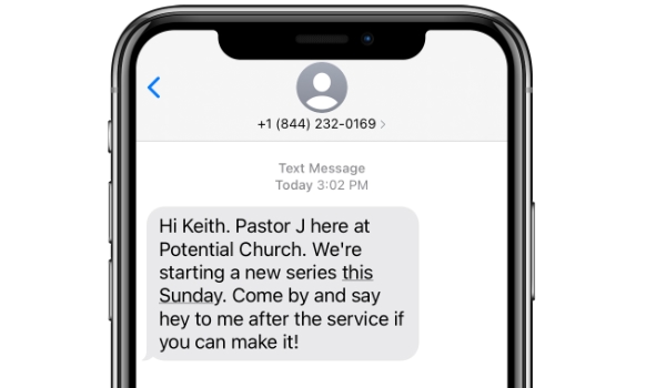 Church Text Message Invite Guest
