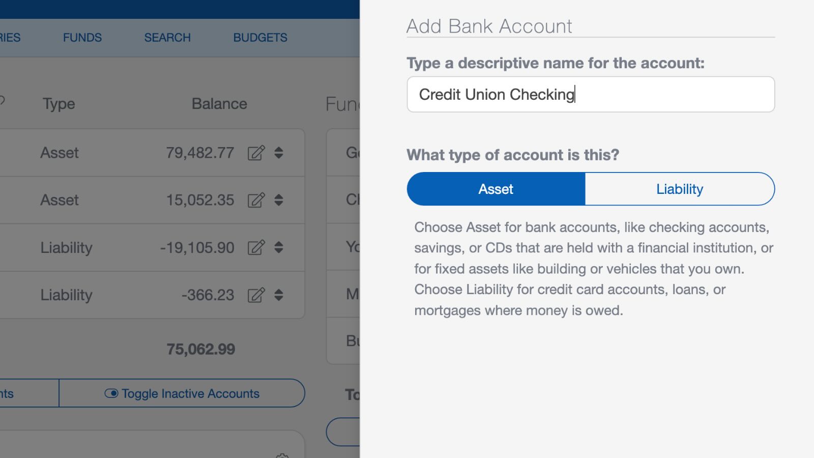Name a church bank account for the church accounting feature in ChurchTrac