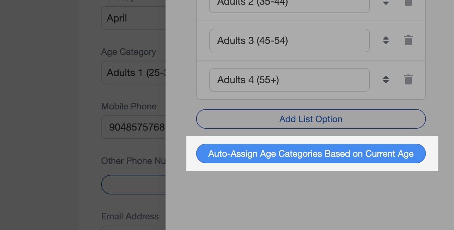 Auto Assign Age Categories