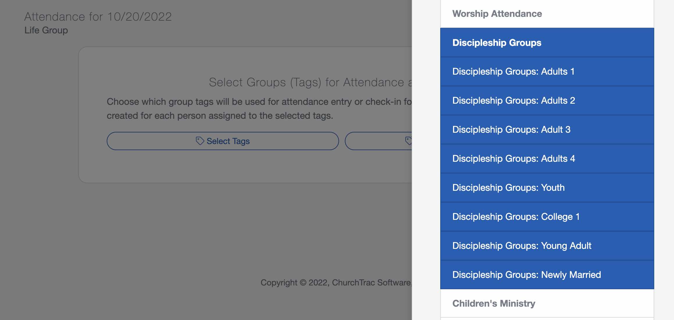 Assign Tags to use with ChurchTrac church attendance software