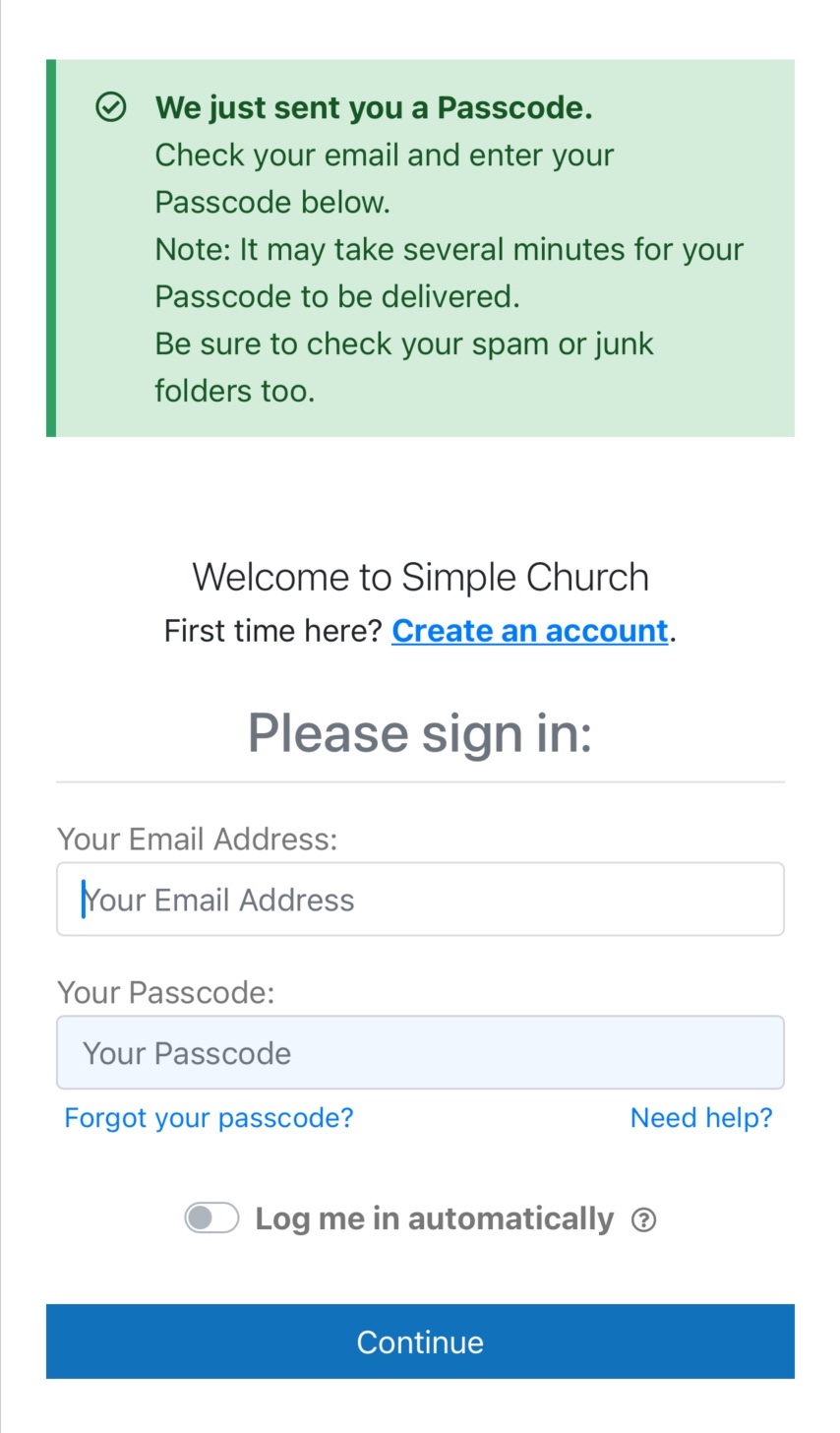 How to create an account in the church app