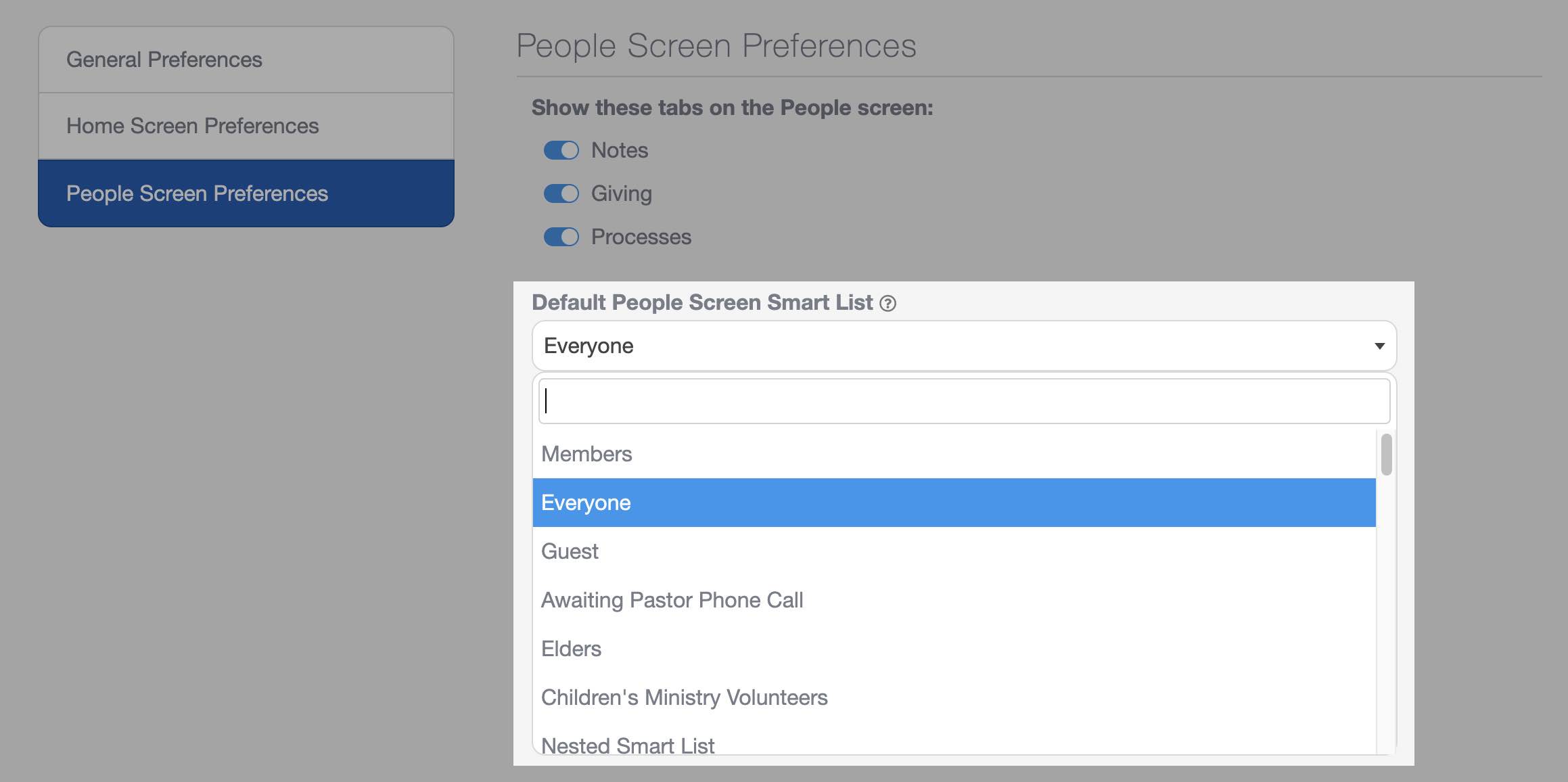 Create smart lists to organize your church members