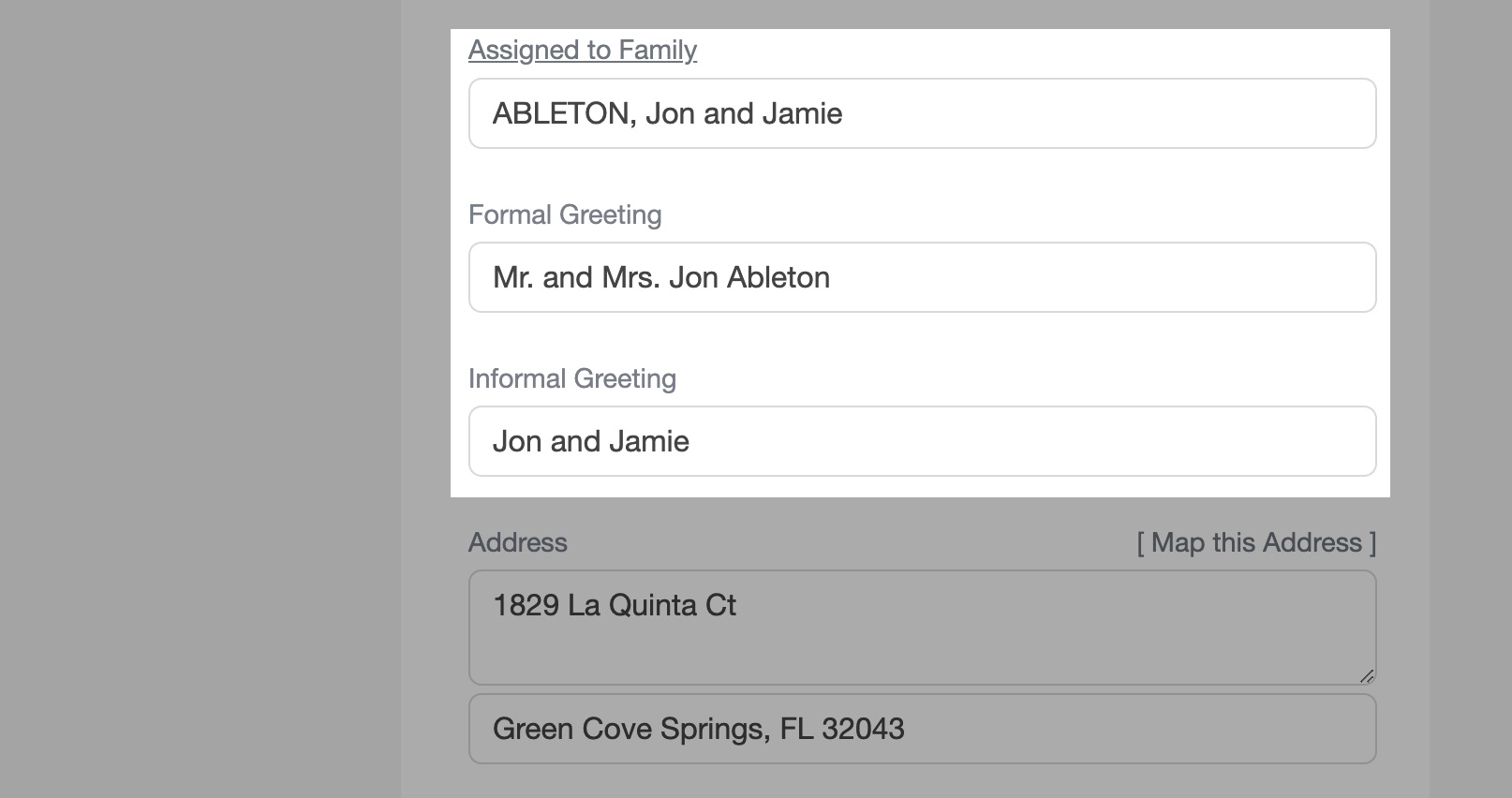 Change Family Assignment button