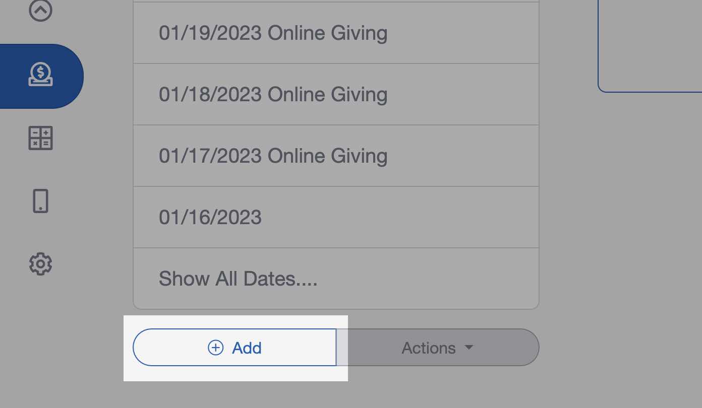 Adding giving dates in church contribution software