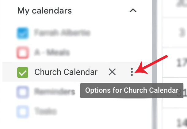 Adding a Google Calendar to your church calendar