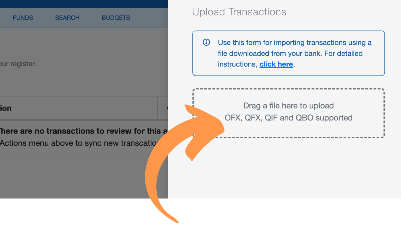 Upload the OFX or QFX file of church bank account to begin importing transactions