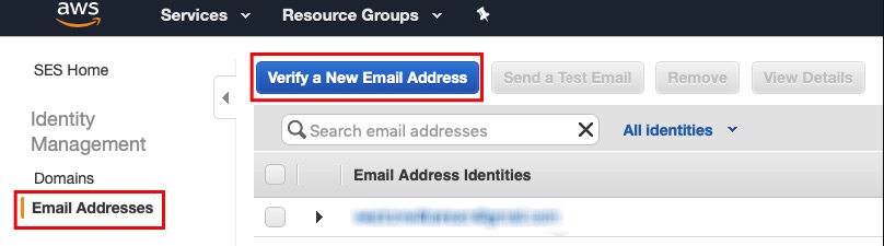 Verify email address to configure Amazon SES for church email