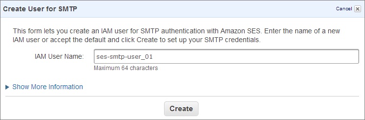 Create SMTP credentials in Amazon SES for church email