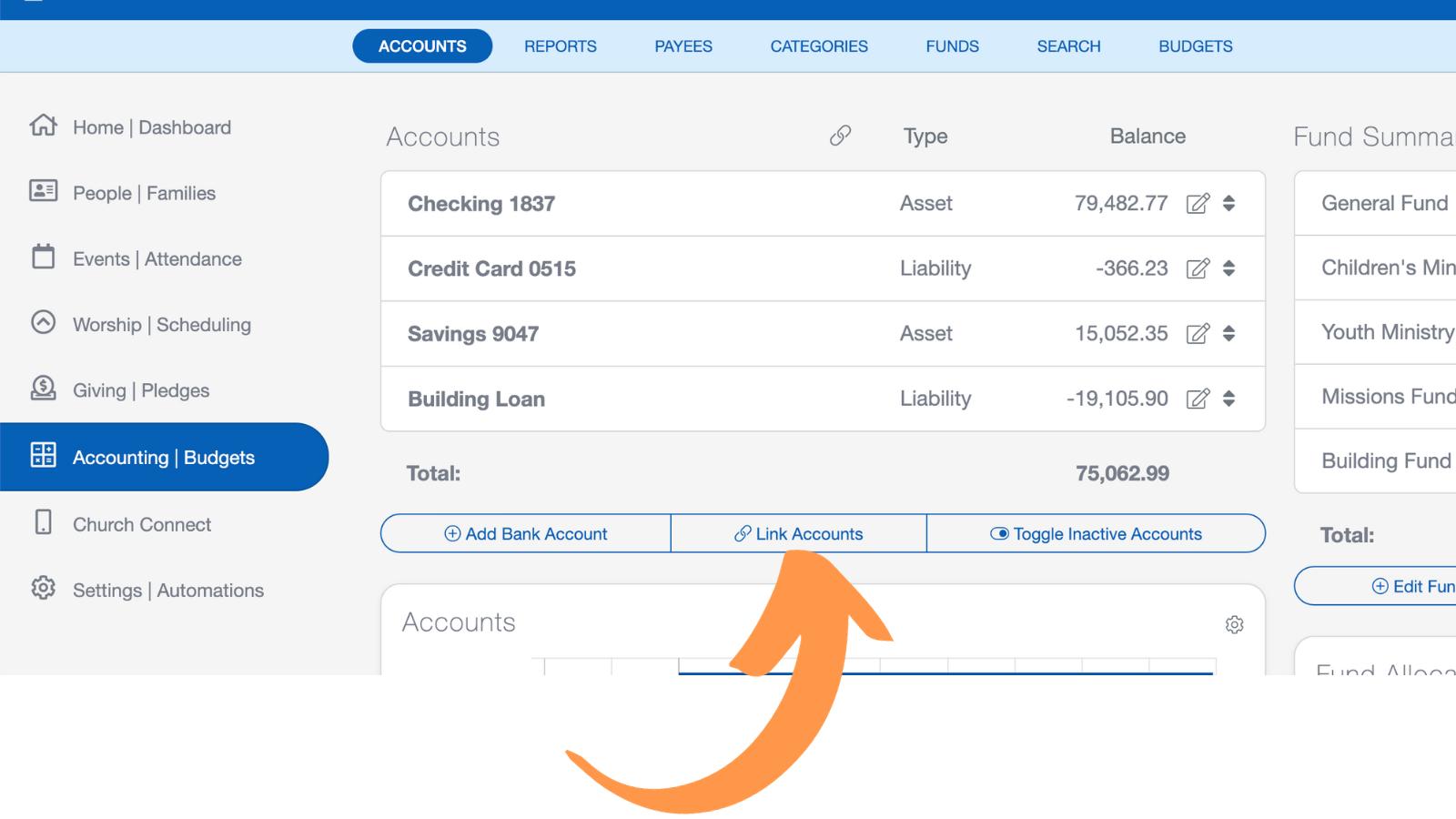 Linking your church bank account to ChurchTrac Church Accounting Software