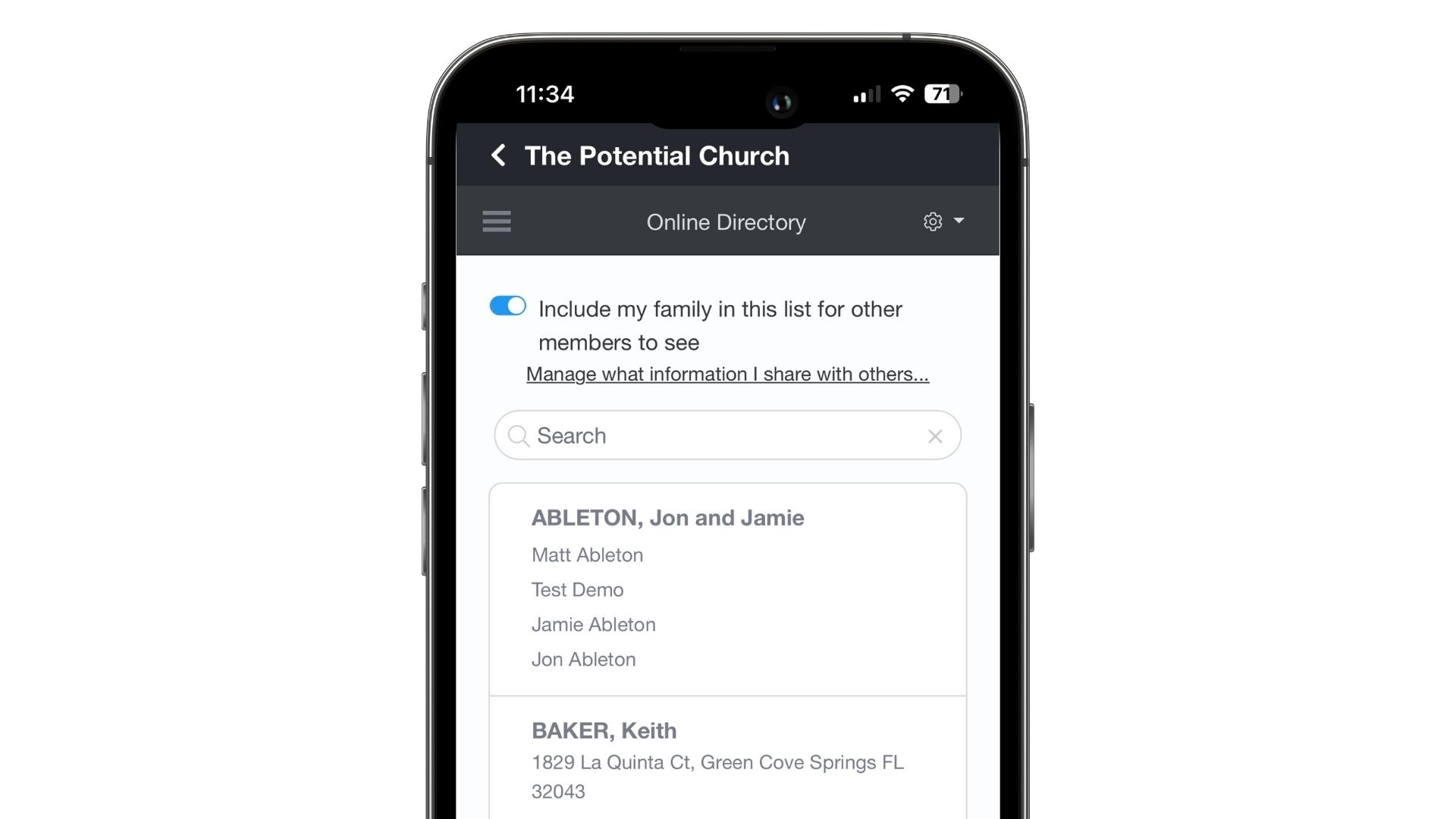 Online Church Directory