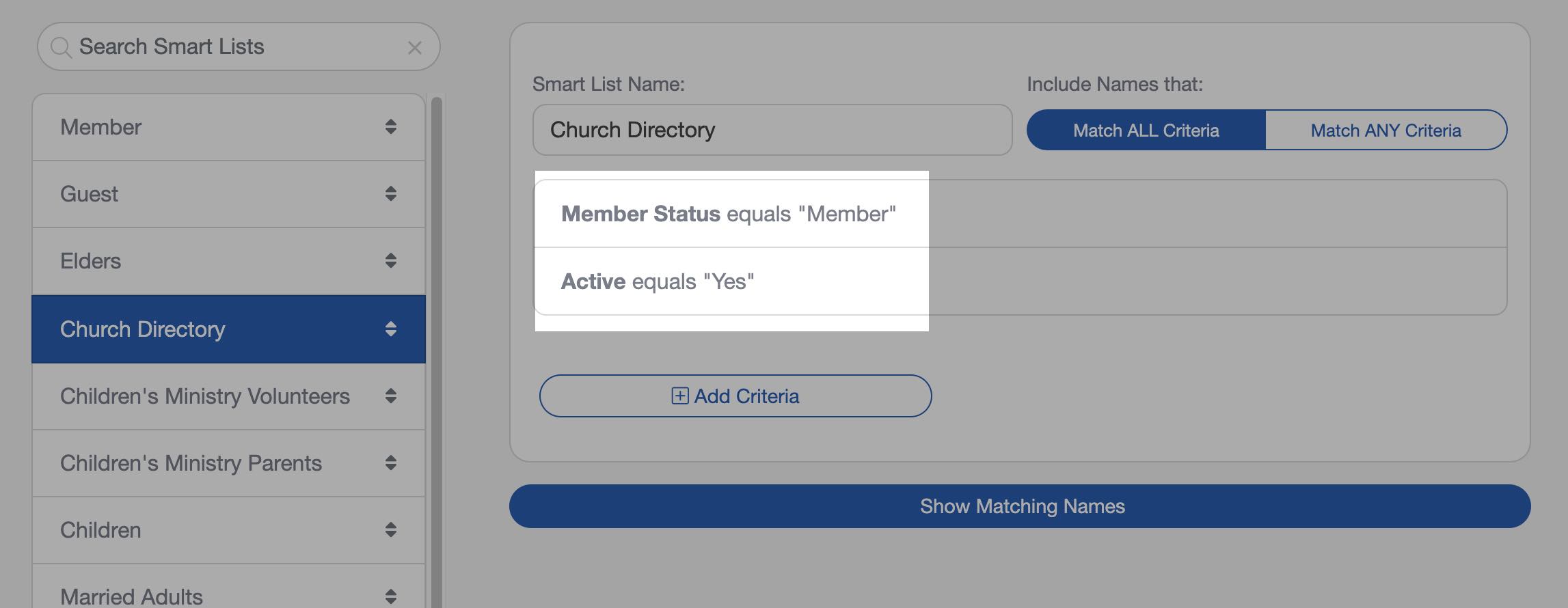 Church Directory Smart List