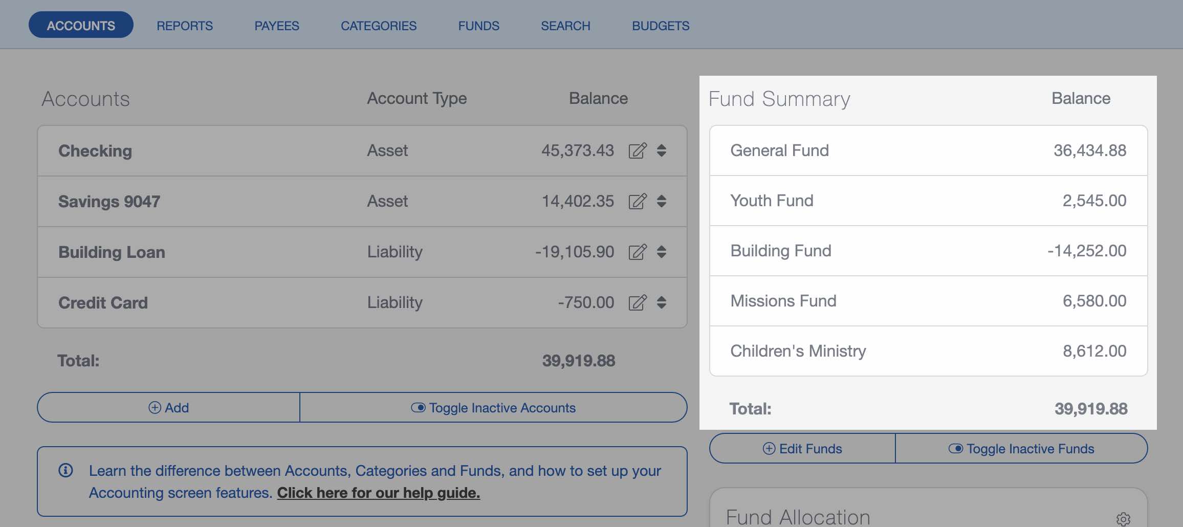 Doublecheck your church fund balance in ChurchTrac