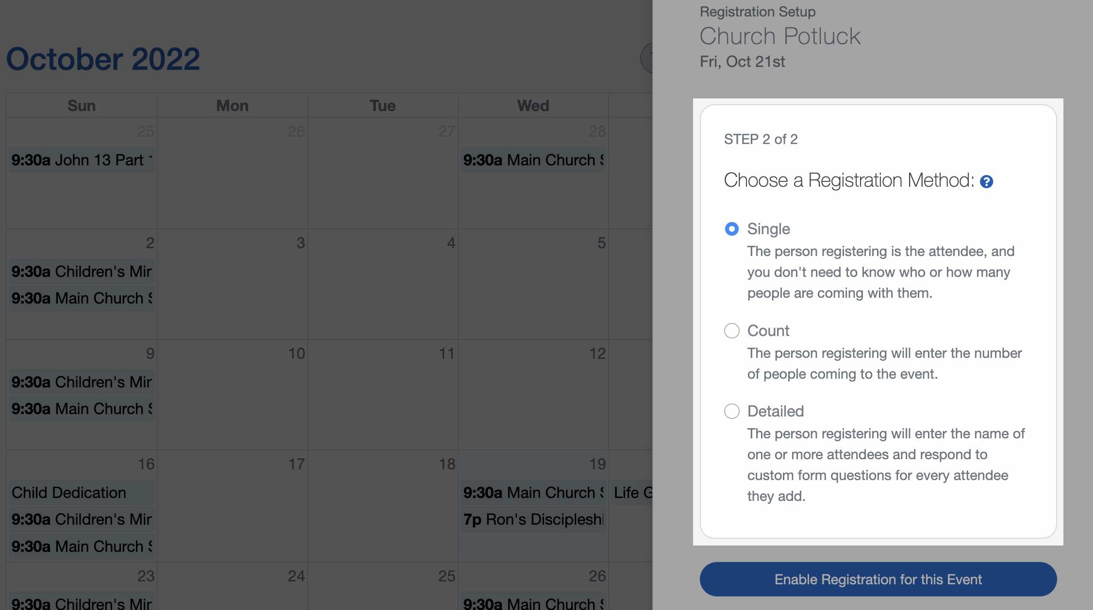 How to Track Attendees for church events in your church calendar in ChurchTrac