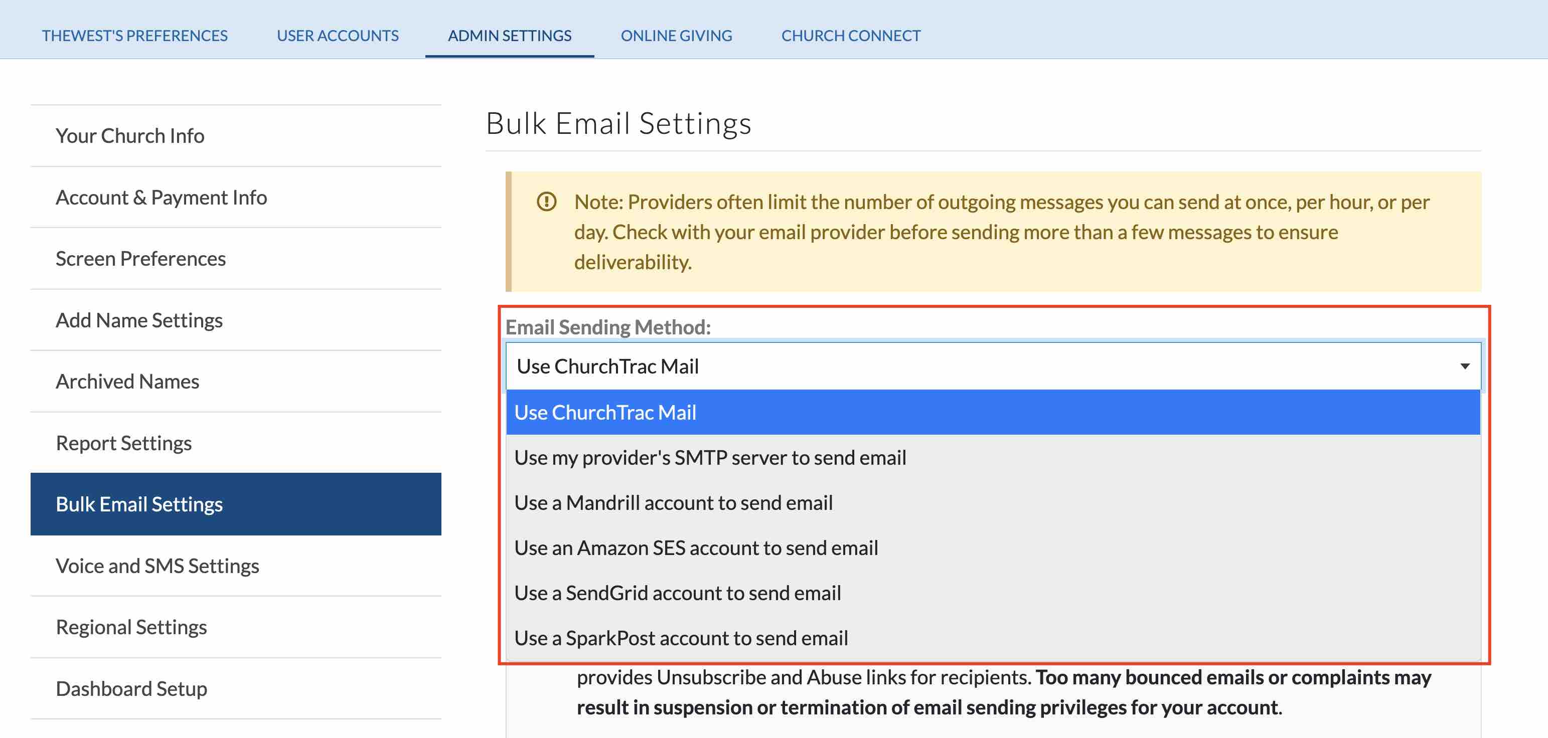 Enable ChurchTrac Mail