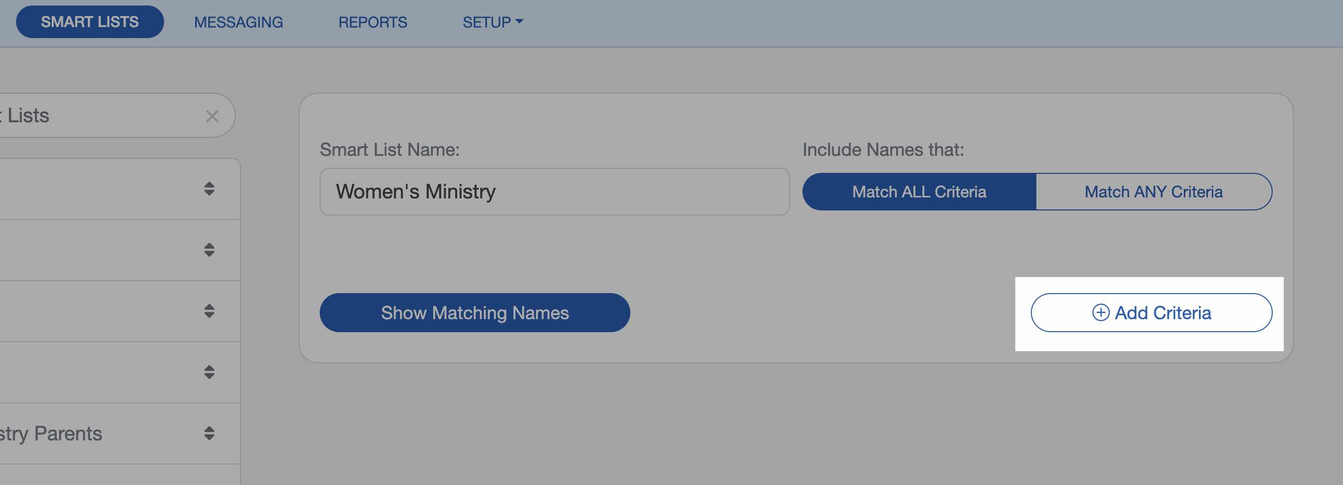 Create smart lists to organize your church database