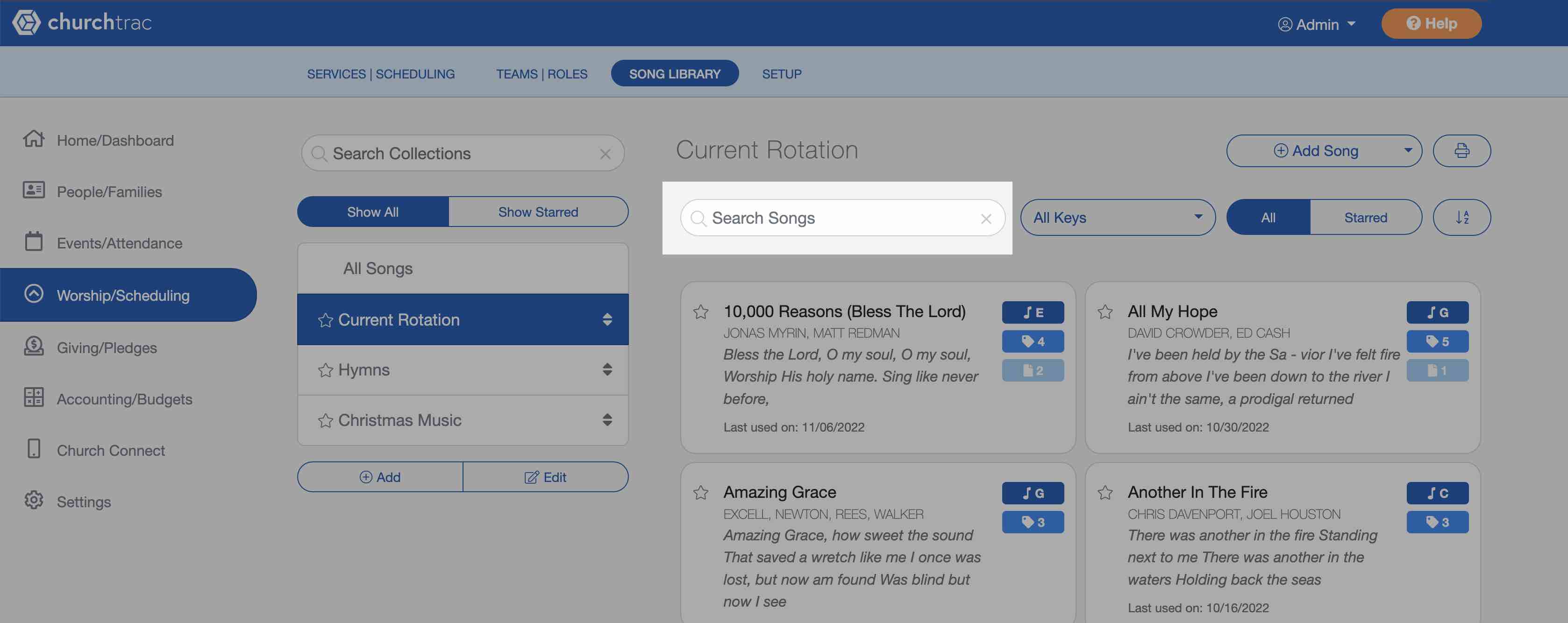 Worship Song Library Search
