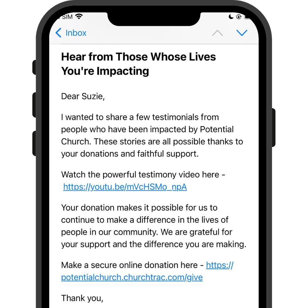 Gather testimonies about how the church has blessed people and share that with your supporters with this free fundraising email template
